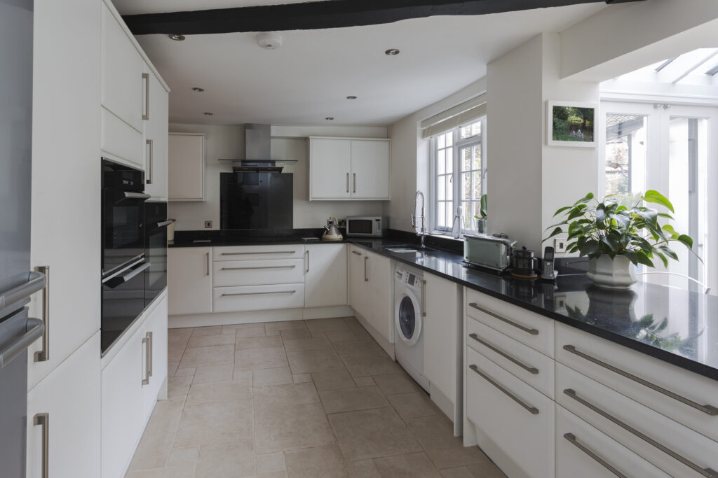 Oxford, Oxfordshire, UK,Counters and drawers in modern kitchen